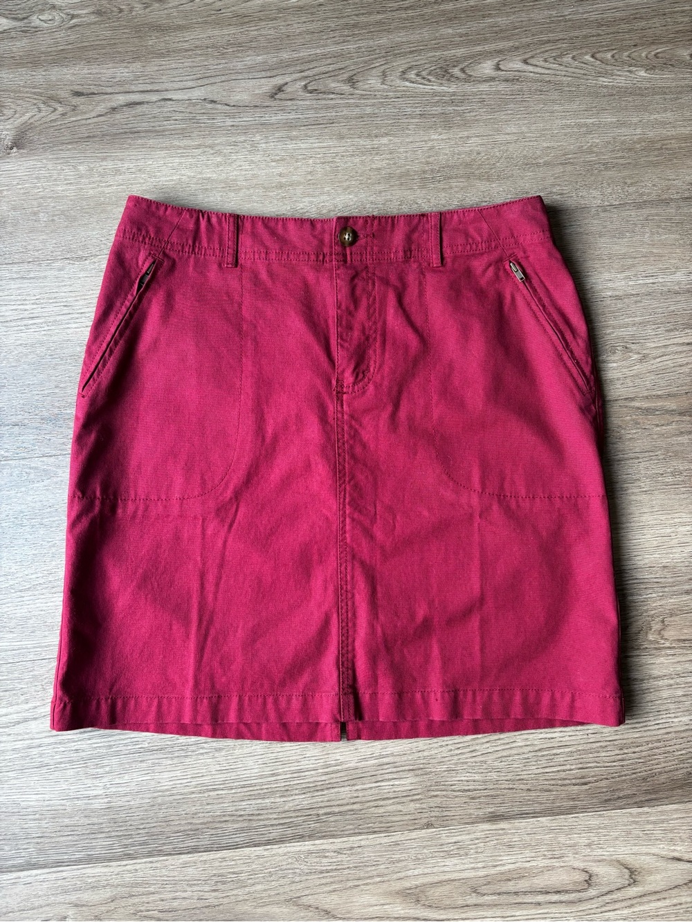 NWT Eddie Bauer Stretch Cotton Canvas Plum/wine Short Cavas Skirt